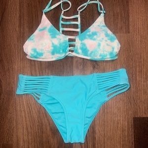 Tie-Dye Bikini Set with Strappy Details